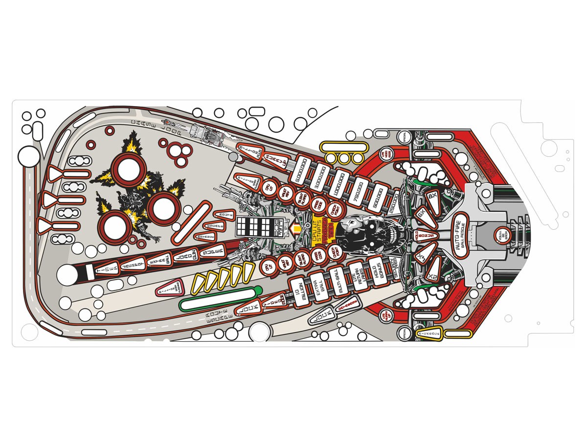 Printed Playfield Protektor für Terminator 2 Printed Playfield Protektor für Terminator 2