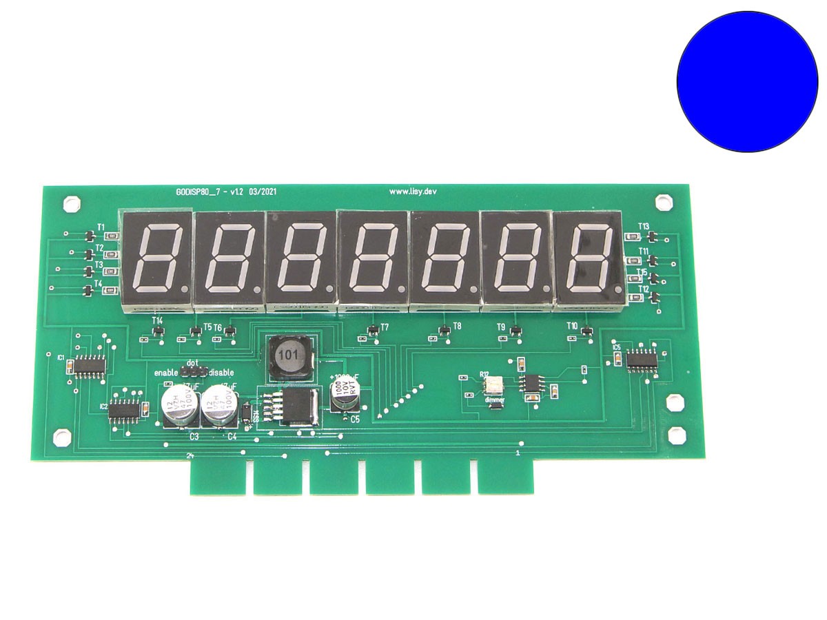 7-digit Display for Gottlieb System 80, blue 7-digit Display for Gottlieb System 80, blue