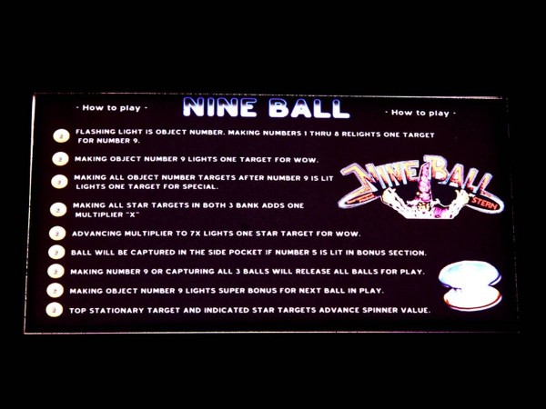 Instruction Card for Nine Ball, transparent