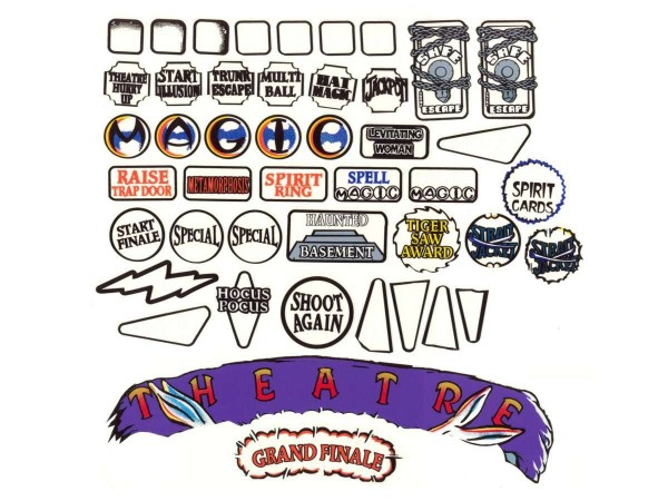 Theatre of Magic Pinball Apron Decal Set Hard To Get Mr Pinball Does It Again 