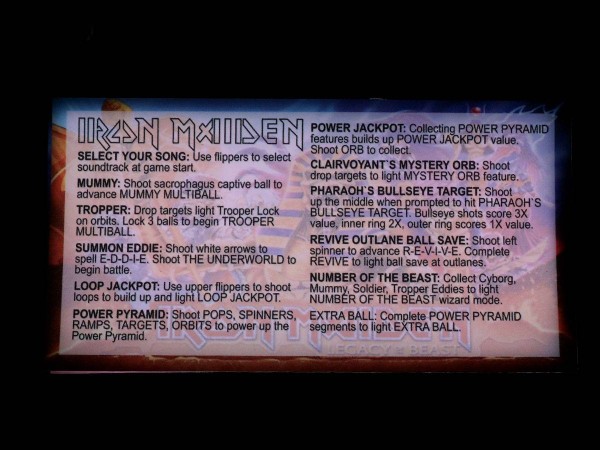 Instruction Card 1 for Iron Maiden