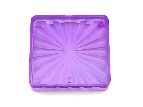 Insert 1-1/2" square, purple transparent "Starburst"