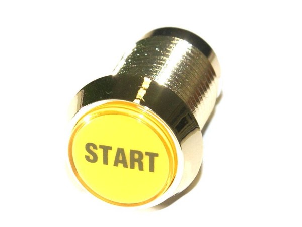 Button "Start" - gelb, Gehäuse gold