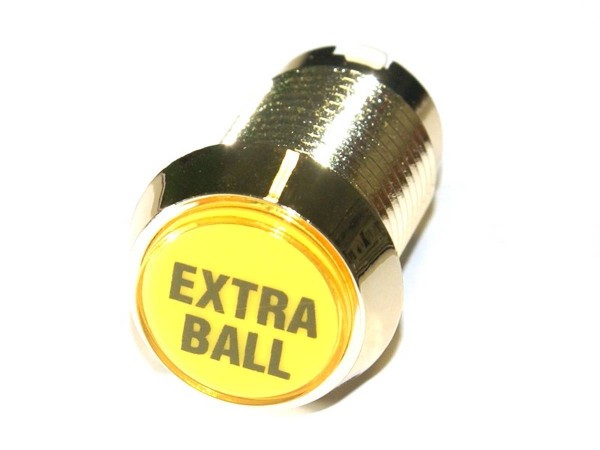 Button "Extra Ball" - gelb, Gehäuse gold
