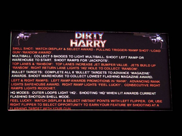 Instruction Card für Dirty Harry (1), transparent