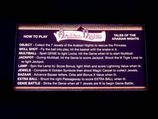 Instruction Card for Tales of the Arabian Nights, transparent