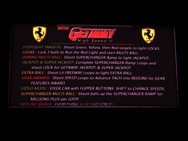 Instruction Card for The Getaway, transparent