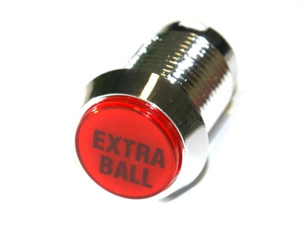 Button "Extra Ball" - rot, Gehäuse chrom