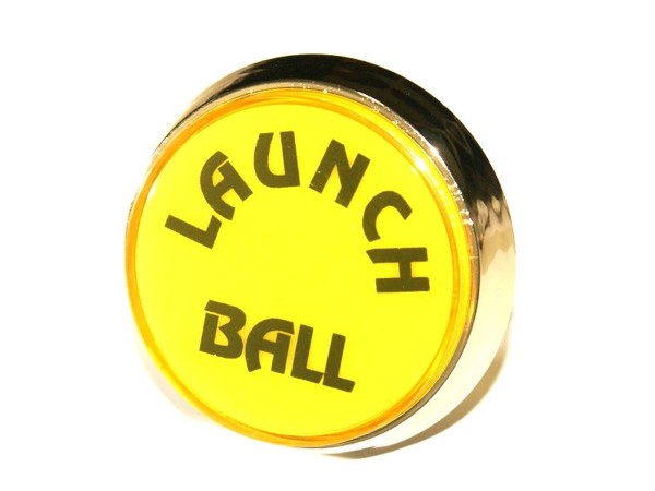Button "Launch Ball" - gelb, Gehäuse gold