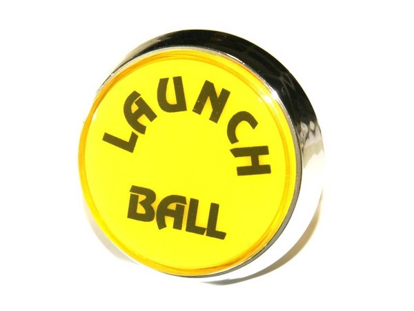 Button "Launch Ball" - gelb, Gehäuse chrom