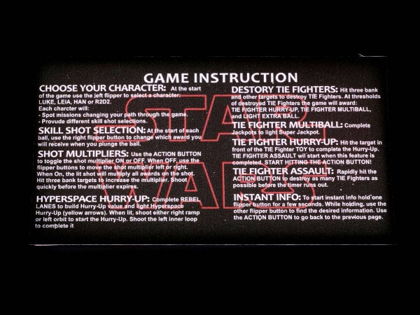 Instruction Card 2 for Star Wars, Stern